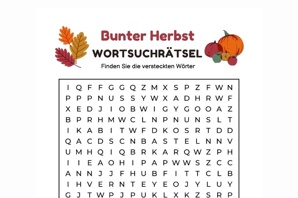 Herbst Rätsel für Senioren
